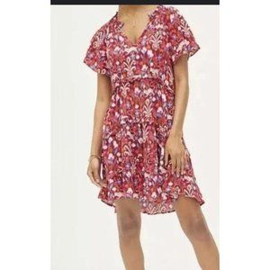 Anthropologie Red Robin Tiered mini dress jungle cat print size Medium